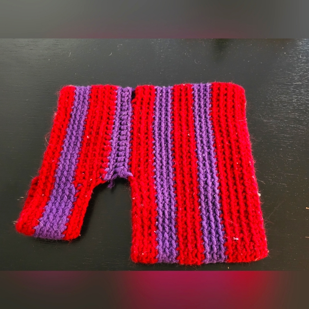 Handmade Red and Purple Dog Sweater!